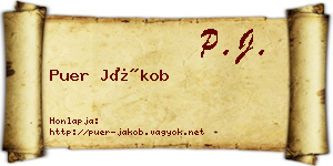 Puer Jákob névjegykártya